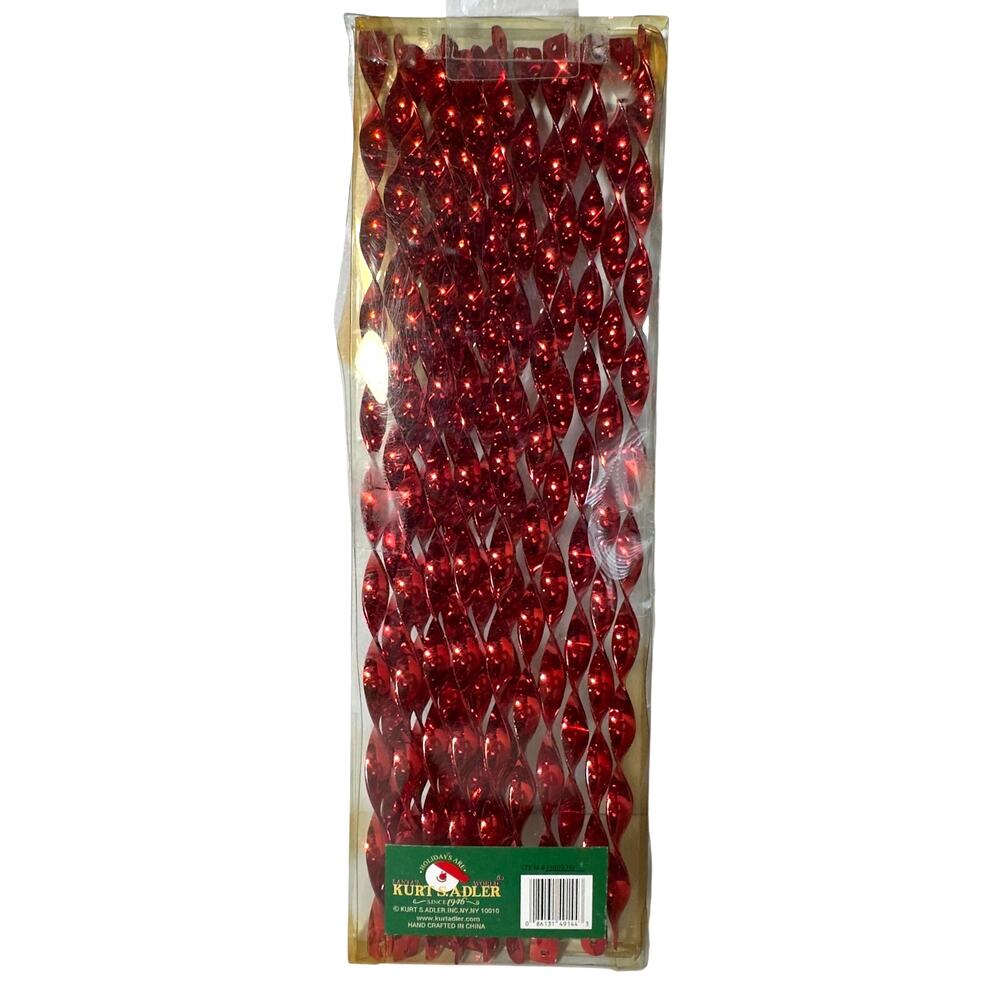 Christmas Ornament Icicles‎ Red Spiral Shatterproof Kurt Adler Decor Set of 12